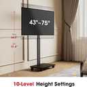 AOKCOS Rolling TV Stand for 43 50 55 60 65 70 75 Inch TVs, Portable Mobile TV Stand on Wheels, 10-Level Height Adjustable TV Cart with Swivel & Tilt Mount for Bedroom/Living Room/Office/Corner