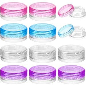 12pcs Travel Cream Jars, 2g Tiny Containers with Lids, Leak Proof Travel Jars for Toiletries, Reusable Small Sample Containers with Lids for Toiletries Creams Lotions (4 Colors)
