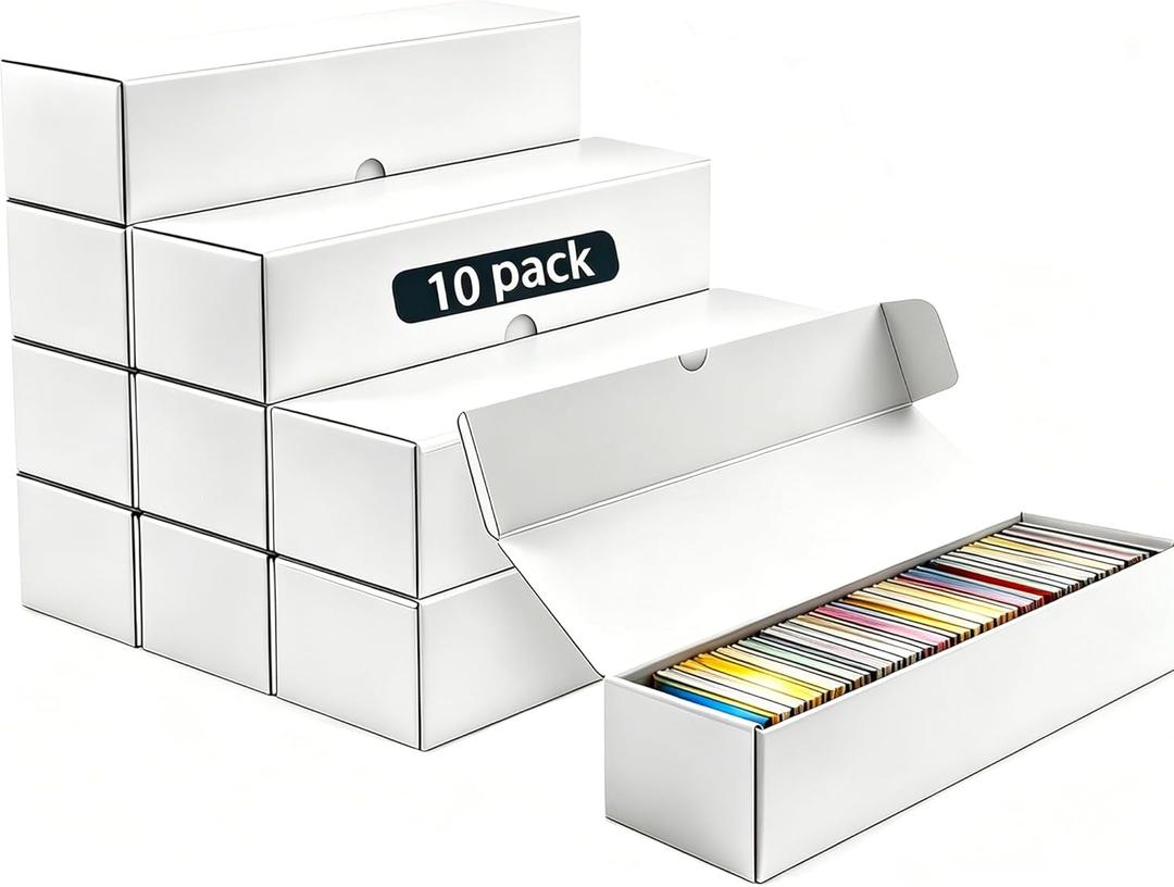 Trading Card Storage Box 10-Pack, 1000 Count Heavy Duty Corrugated Cardboard Box - Bulk Organizer for TCG, MTG,Sports & Collectible Cards, 12.8 INCH Horizontal