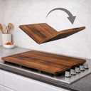 Extra Large Foldable Stovetop Cover Cutting Board Double-Sided 29" x 21" Collapsible Noodle Board XL Prep, Charcuterie & Sink Cover | Acacia Wood