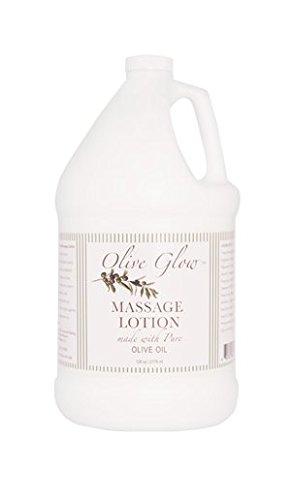 Olive Glow Massage Lotion, Olive Oil to Repair Dry Skin & Soothe Sore Muscles, Best Skin Therapy Lotion, Moisturizes Skin During Massages, Best Grip, Vitamin E, Aloe Vera, Profesional Grade, 1 Gallon