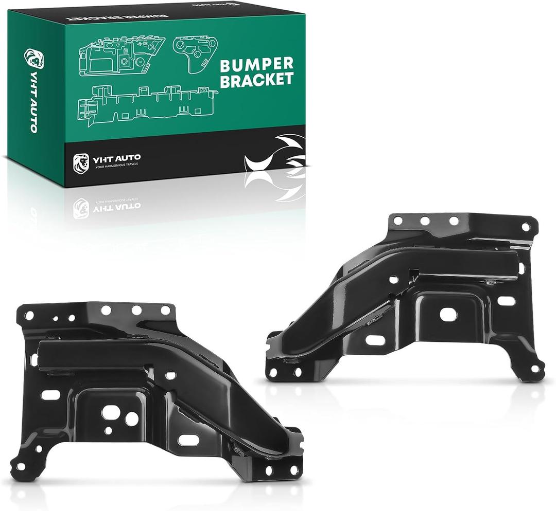 YHTAUTO Front Left and Right Bumper Mounting Plates Compatible with Ford F-150 2021 2022 2023, Pickup, Driver and Passenger Side High Strength Steel Bumper Brackets, 2-PC