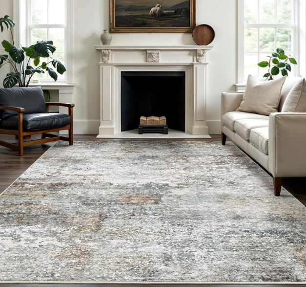 Washable Rugs 8x10, Abstract Large Area Rugs for Living Room, Rust
Non Slip, Soft & Lighweight, Folable, Stain Resistant Low Pile Modern Carpet Rugs for Bedroom, Kitchen, Dining Room Home