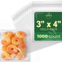 Seal Fresh Self Sealing Cellophane Bags - 3" x 4" (1000 Count) - Clear Plastic Resealable Cello Bag - Cellophane Treat Bags, Cookie Bags for Packaging, Candy bags, Cello Bags, Pastry Bags