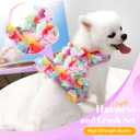 Cute Small Dog Harness and Leash Set Purple Lace Floral Girl Puppy Harness for Small Dogs Cats Soft Mesh Dog Vest Harness Escape Proof Pet Cat Harness Outfits, M