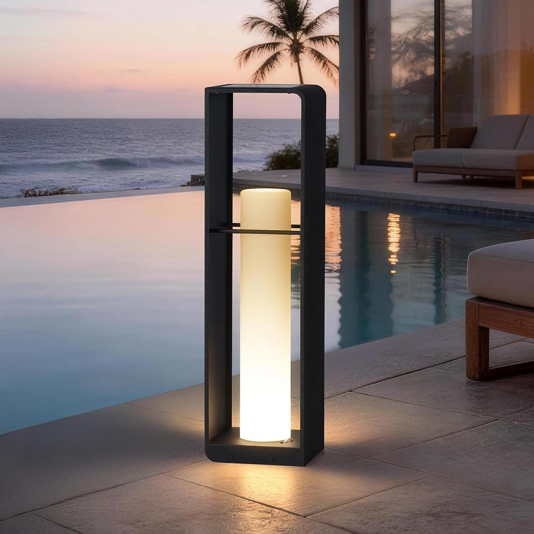 MVBT 29" Tall Solar Floor Lamp, Outdoor Solar Lantern, 3000K Patio Lights