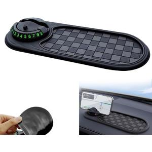 Multifunction Car Anti-Slip Mat with Phone Holder & Hidden Number Plate  360 Rotatable Dashboard Organizer for Phones, Keys, and More (Black)