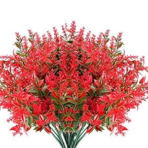 20 Bundles Artificial Lavender Flowers Outdoor UV Resistant Fake Flowers No Fade Faux Plastic Plants Garden Porch Window Box Decorating(Classic Fushia)