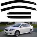 4PC Rain Guards for 2009-2013 Toyota Corolla Sedan Window Visors Deflectors Sun Shades Vent Tape On Out Channel