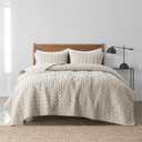 WDCOZY Light Beige Quilt King Size Bedding Set with 2 Pillow Shams, Lightweight Soft Bedspread Coverlet, Thin Comforter Bed Cover for All Season, 3 Pieces, 104x90 inches