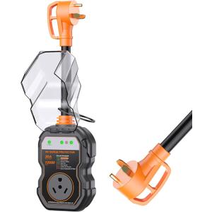 GEARGO RV Surge Protectors 30 Amp, 12000 Joules RV Circuit Analyzer, IP68 Surge Voltage Protection, RV Adapter Plug for Camper (Orange)