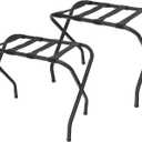 Luggage Rack Set of 2, Suitcase Stand, Luggage Racks for Guest Room, Hotel, Bedroom, Camping, Travel Suitcase Holder, Black Metal Frame, 27.5 x 14.2 x 20.7 Inches