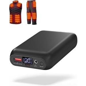 ./  Heated Vest Battery Pack, Power Bank with USB/Type-C/DC (3.5/3.8/4.0) Output and LED Display, for Heated Vests, Hoodies, and Jackets up to 12H