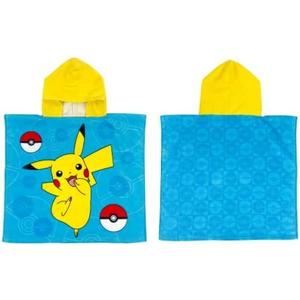 Franco Pokémon Anime Kids Beach/Pool/Bath/Camping Hooded Towel Poncho 24" X 22", Absorbent Cotton Cover up, (Official Licensed Pokémon Product), Large