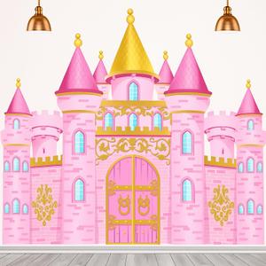 Panelee Princess Castle Party Decorations, Pink Castle Backdrop Photo Prop, 7 x 5 ft Large Princess Birthday Party Decoration for Girls Photo Background Birthday Supplies