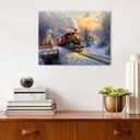 Christmas Wall Art Vintage Red Train Wall Decor Christmas Tree Prints Picture Rustic Farmhouse Paintings Retro Sunset Country Scenic Cottagecore Artwork for Living Room Bedroom Home Decorations 12x16"