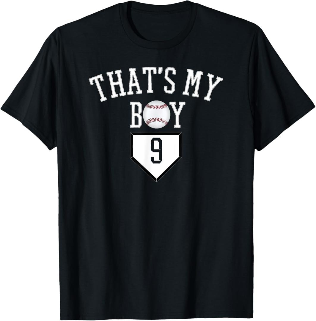 That's My Boy #9 Baseball Number 9 Jersey Baseball Dad & Mom T-Shirt, size XL