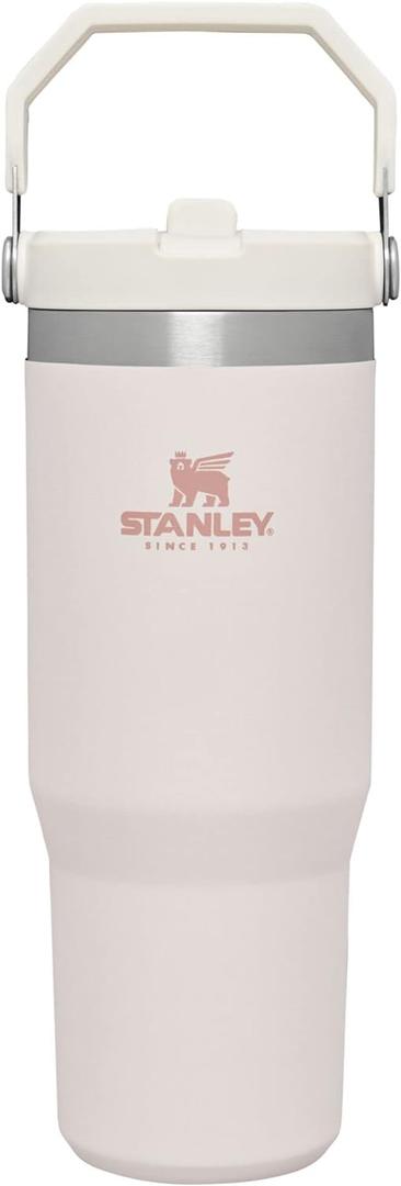 Stanley IceFlow Stainless Steel Tumbler with Straw - Vacuum Insulated Water Bottle for Home, Office or Car Reusable Cup with Straw Leak Resistant Flip Cold for 12 Hrs or Iced for 2 Days (Rose Quartz) (30 oz)