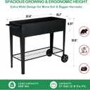 31.5" Tall Raised Garden Bed with Wheels, Extra 15.7" W Planter Box (400 lbs Loads) with Storage Shelf & Handle,Heavy Duty Metal Garden Planter for Vegetables, Herbs & Flowers, Patio & Balcony