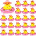 Sotiff 24 Sets Mini Rubber Ducks Bulk for Kids Children Cute Yellow Duck Toy Dashboard of Car Ornaments with Sunglasses Swim Ring Mini Hat Necklace Gift for Summer Birthday Party Favor (Sweet)