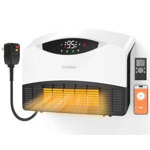 GiveBest Electric Wall Heater, 1500W Smart Wall Heater for Bathroom, Wall Mounted Heaters with Thermostat, Remote Control, 12H Timers, Compatible with Alexa, with ALCI Plug