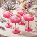 Ciaell 24 Pack Hot Pink Plastic Martini Glasses for Bars Parties, 10 Oz 