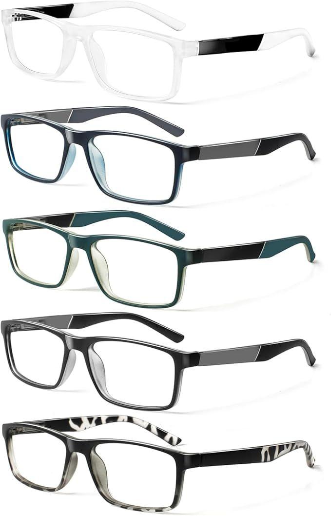 SIGVAN 5 Pack Reading Glasses Blue Light Blocking Readers for Men Women with Spring Hinge Computer Rreading Glasses