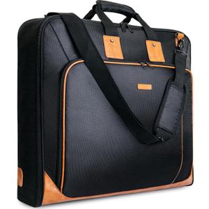 Noozion Garment Bag for Travel Large Leather Carry On Suit Bag Hanging Travel Suit Bags Waterproof Suitcase Luggage Bag for Men Women Business Trips with Shoulder Strap (Medium, Black)