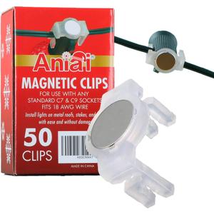 Aniai Strong Magnetic Christmas Light Clips,for Outdoor Living, Box of 50Pcs