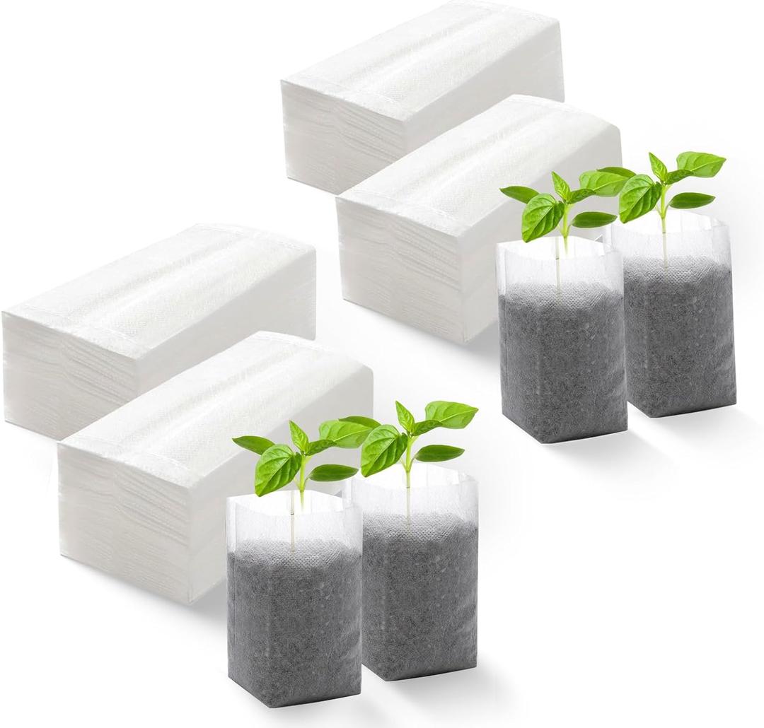 Plant Grow Bags 5.5"x6.3"200pcs Biodegradable Planting Bags Seed Starter Pots Non-Woven Seedling Nursery Pots Home Garden Supply for Vegetable Flower Fruit Tree