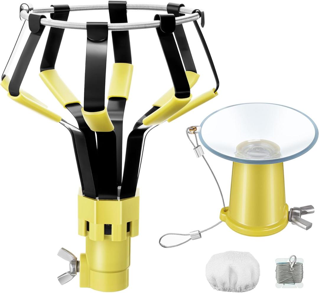 Dreyoo 2 Piece Light Bulb Changer Tool Set, Floodlight and Suction Cup Bulb Remover Tools for Extension Pole, Compatible with DocaPole and Other Standard Threaded Poles, Pole Not Included(Yellow)