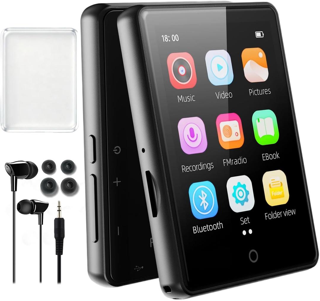 64GB MP3 Player with Bluetooth 5.3,Portable MP3 Player with Speaker for Kids with HiFi Lossless Sound Music,2.8 in Full Touchscreen,FM Radio,Voice Recorder,Supports Up to 128GB TF Card