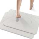 2 Pack Diatomaceous Earth Shower Mat, Stone Bath Mat, Nonslip Super Absorbent Fast-Drying Hard Bath Mat for Bathroom Shower Floor, 24 x 16 inch, Pallid Wave Design