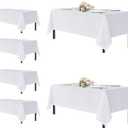 sancua White Tablecloths for 8 Foot Rectangle Tables, 6 Pack - Washable Polyester Fabric Table Cover for Wedding Wedding, Birthday Party, Banquet Reception, 60x120 Inch
