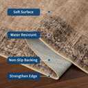 GlowSol Washable Area Rug 10x13 Solid Bordered Rugs for Living Room Non-Shedding Stain Resistant Distressed Neutral Carpet Non-Slip Bedroom Large Carpet for Farmhouse Bedroom Dining Table,Brown