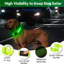 Light Up Dog Collar for Night Walking Flashing, LED Dog Collar Light Rechargeable Reflective Dog Collar Water-Resistant Adjustable Size Dog Collars for Medium Dogs (Green)