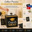 2026 Graduation Decorations Set 4 PCS Black Boxes with Letters GRAD, 30 Balloons, Congrats Grad Card Box for High School College Graduation Party Supplies (Black-Graduation)
