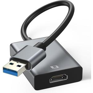 USB to HDMI Adapter, USB 3.0/2.0 to HDMI for Multiple Monitors 1080P Compatible with Windows 7/8/10/11Grey