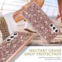 Silicone Case for Samsung Galaxy S24 FE 5G Case Glitter Sparkle Bling, Hybrid Matte Back Case High Impact Heavy Duty Shockproof Protective Cover for Samsung S24 FE Cute Case for Women 6.7" (Rose Gold)