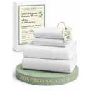 LANE LINEN 100% Organic Mercerized Cotton Pre Washed Full Size Bed Sheets, Soft & Comfy Low Pill Fade Resistance Fully Elasticized Oeko Tex Certified 15" Deep Pocket Full Sheet Set - White