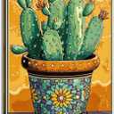 OAAPITI Cactus Canvas Wall Art Bohemian Succulent Painting Print Rustic Plants Pictures Modern Artwork for Living Room Bathroom Home Wall Decor(Artwork-2,16"x20")