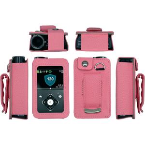 Fitted Leather Case with Rotating Belt Clip + Screen Protector for Medtronic Minimed Insulin Pump (Minimed 630G / 640G / 650G / 670G / 770G / 780G) (Pink)