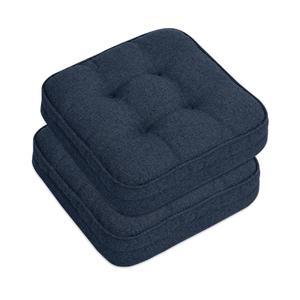 GOFORIT Memory Foam Cushion，Square Seat Cushions for Dining Chairs,Non-Slip Chair Pads with Removable Cover, 16'' x 16'', 1 Pack,Dark Blue