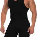 Men's Full Body Shaper Tummy Control Shapewear Slimming Compression Underwear Bodysuit Undershirt Fajas Para Hombres (Large, Boxer-black)