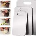 3 PCS Stainless Steel Cutting Boards for Kitchen, 304 Metal Chopping Boards for Meat, Fruits & Break, Non-Slip, Dishwasher Safe, (15.3"x11", 13.4"x9", 11.8"x8")