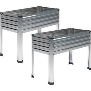 DIIYIV 2PCS Galvanized Raised Garden Bed with Legs,2PCS 481830in Elevated Planter Box for Backyard,Outdoor Garden, Patio, Balcony, 300lb Capacity,Silver