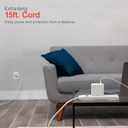 GE Surge Protector Power Strip, 15 Ft Extension Cord, 6 Outlet Extender, 800 Joules, Flat Plug, Twist-to-Close Safety Covers, ETL Listed, White, 50768