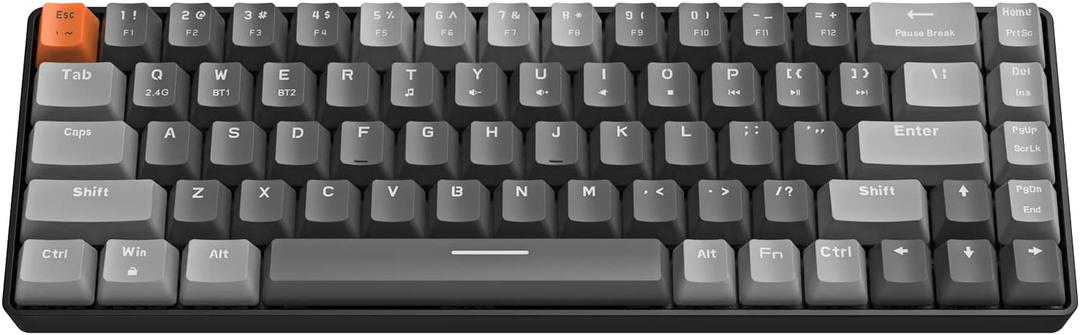 MAGIC-REFINER RK68 60% Wireless Mechanical Keyboard, Bluetooth 5.0/2.4GHz with Dual Mode 2-in-1 Receiver, Ergonomic Compact 68-Key Hot Swappable Gaming Keyboard, Blue Switch for Mac Windows PC (Dark Gray/Blue Switch)