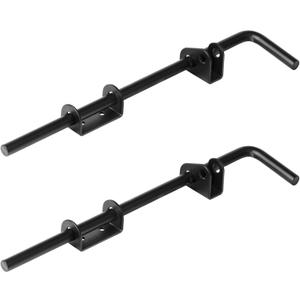 2 Pack 14" Black Cane Bolt Gate Latch, Steel Ground Slide Drop Rod for Barn Fences, 1/2" Diameter