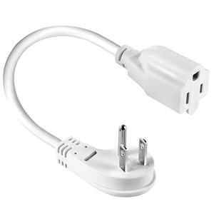 Flat Plug Extension Cord, 1 Feet 1875W Short Extension Cord 13A 16AWG UL Listed 3-Prong Grounded Heavy Duty Power Extension Low Profile Outlet Saver Extension Cords Cable - White